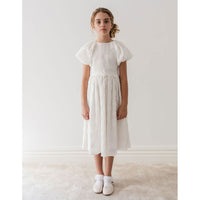 Petite Amalie White Tie Back Embroidered Dress