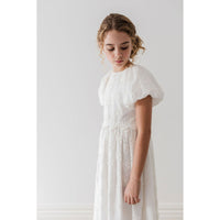 Petite Amalie White Tie Back Embroidered Dress