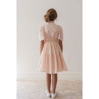 Petite Amalie Pink/Cream Shirred Waist Voile Dress