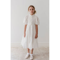 Petite Amalie White Doily Applique Voile Midi Dress