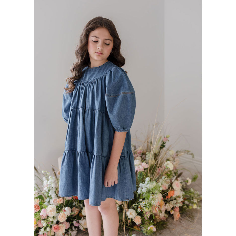 Steph Mid Wash Chambray Smock Dress