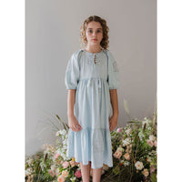 Steph Pale Wash Chambray Crochet Doily Dress