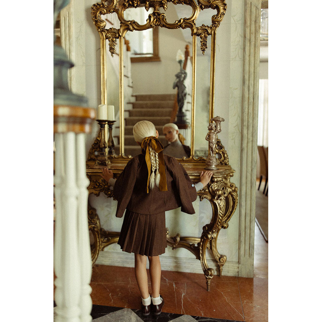 L by Ladida Brown Wool Pleated Skirt