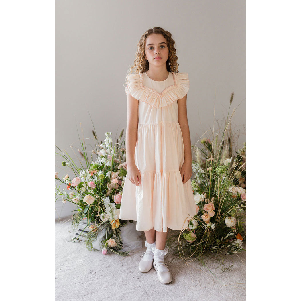 Steph Soft Pink Frill Yoke Voile Dress