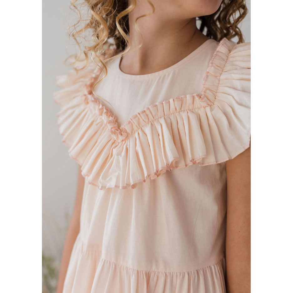 Steph Soft Pink Frill Yoke Voile Dress