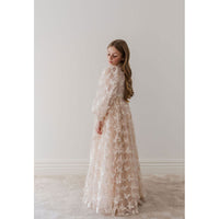Petite Gold Vanilla Butterfly Tulle Gown