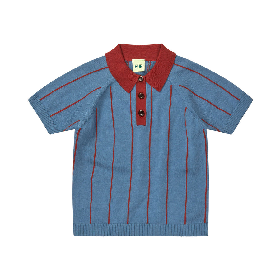 FUB Washed Indigo/Chili Striped Polo