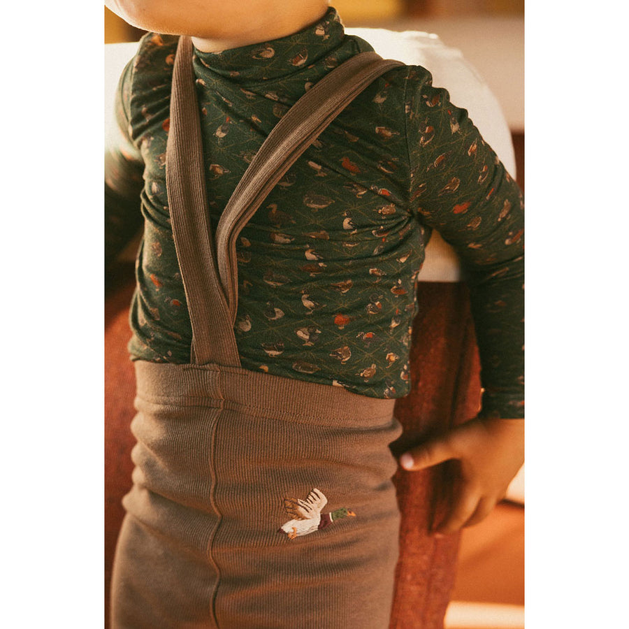 1984 Brown Duck Embroidered Suspender Leggings