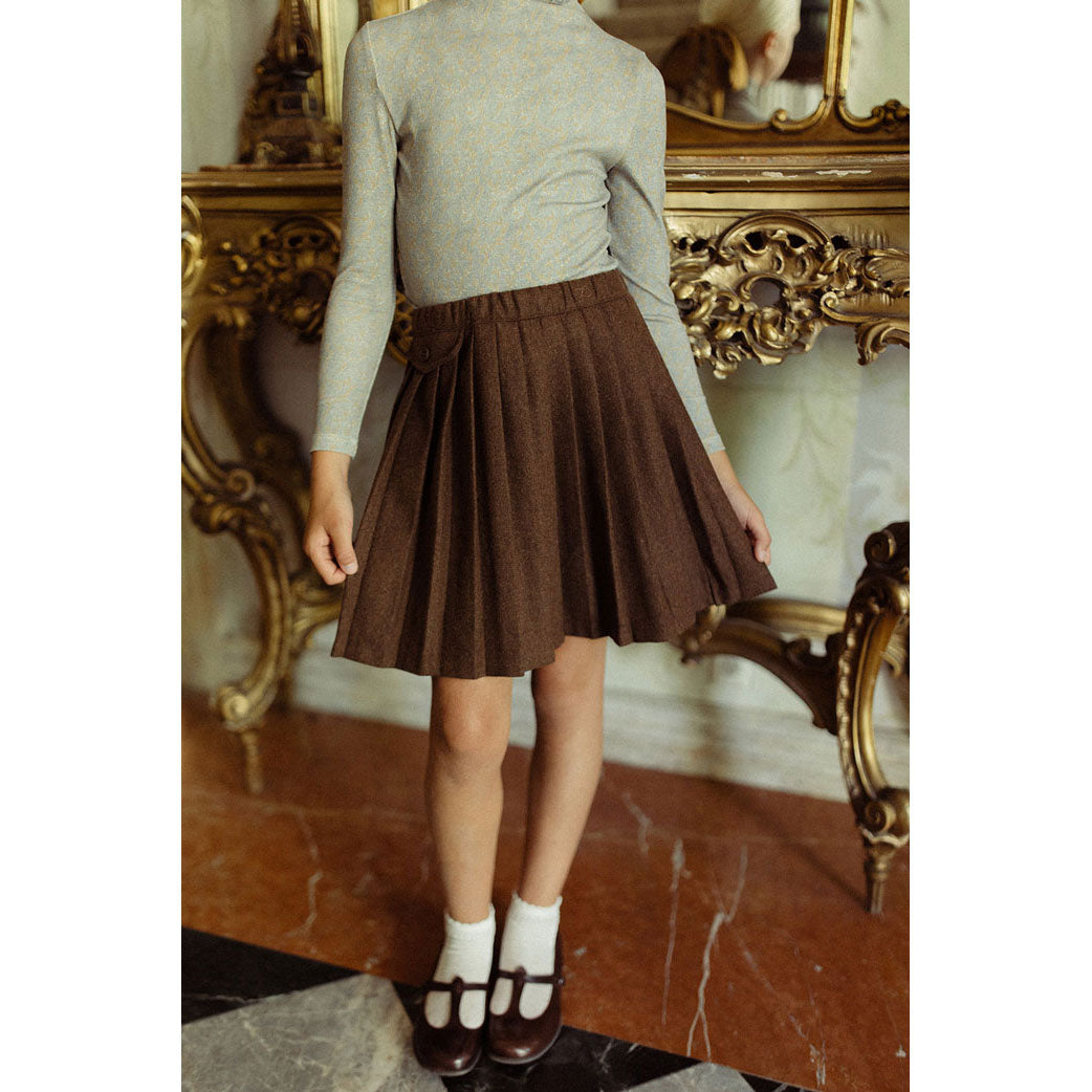 L by Ladida Brown Wool Pleated Skirt