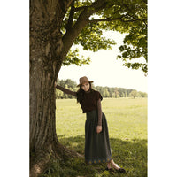 Ava and Lu Charcoal  Flower Embroidery Trim Skirt