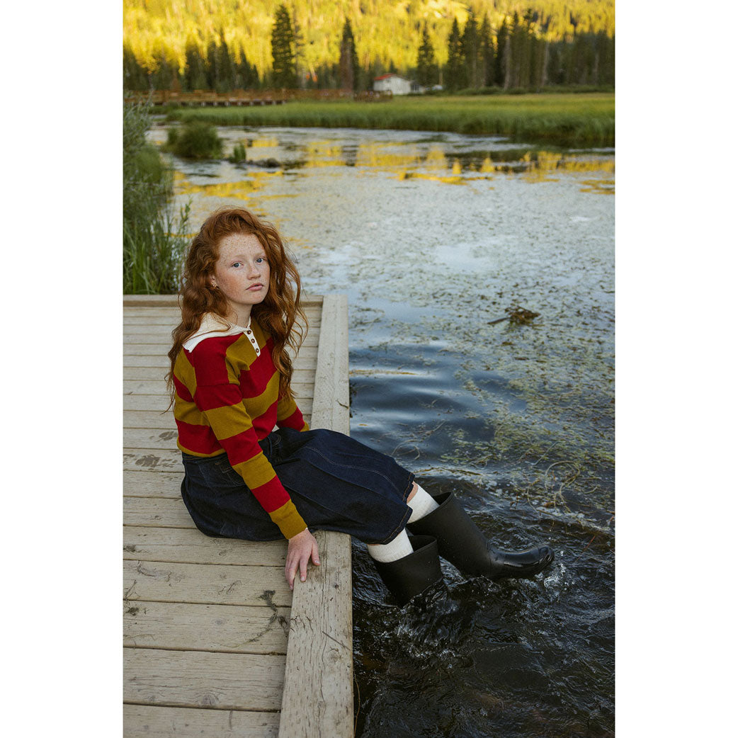 Clubhouse Mustard Striped Collar Sweater