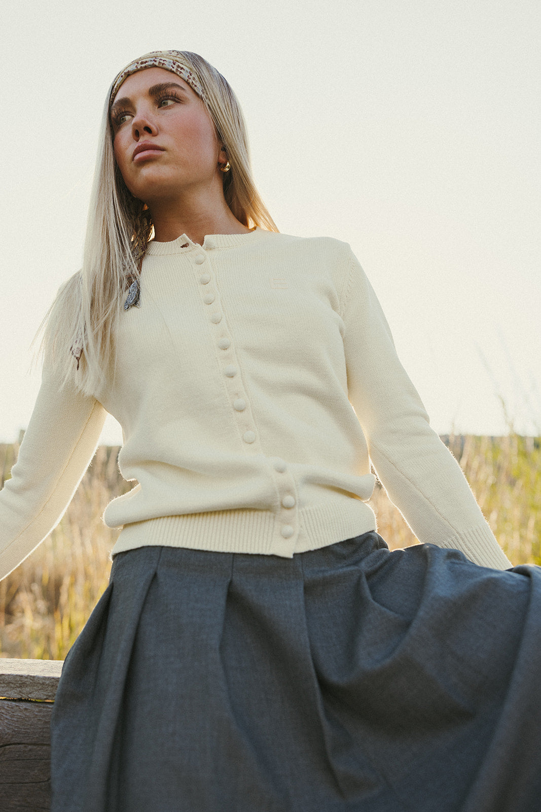 ELEMENTS Cream Knit Cardigan