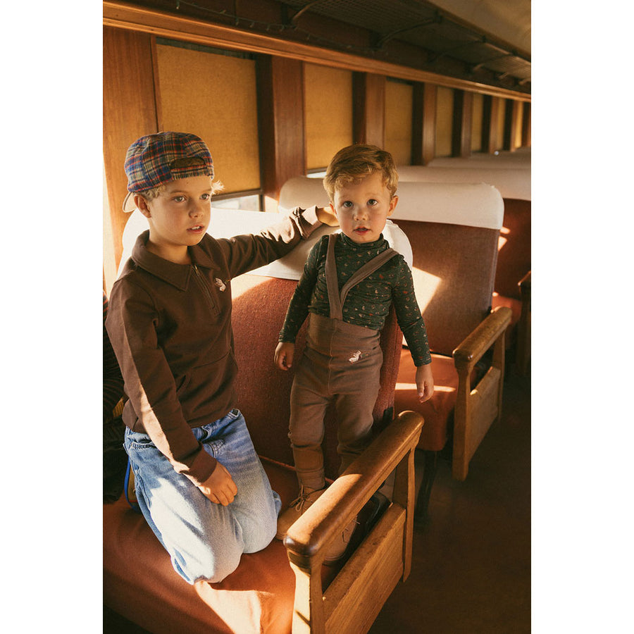 1984 Brown Duck Embroidered Suspender Leggings