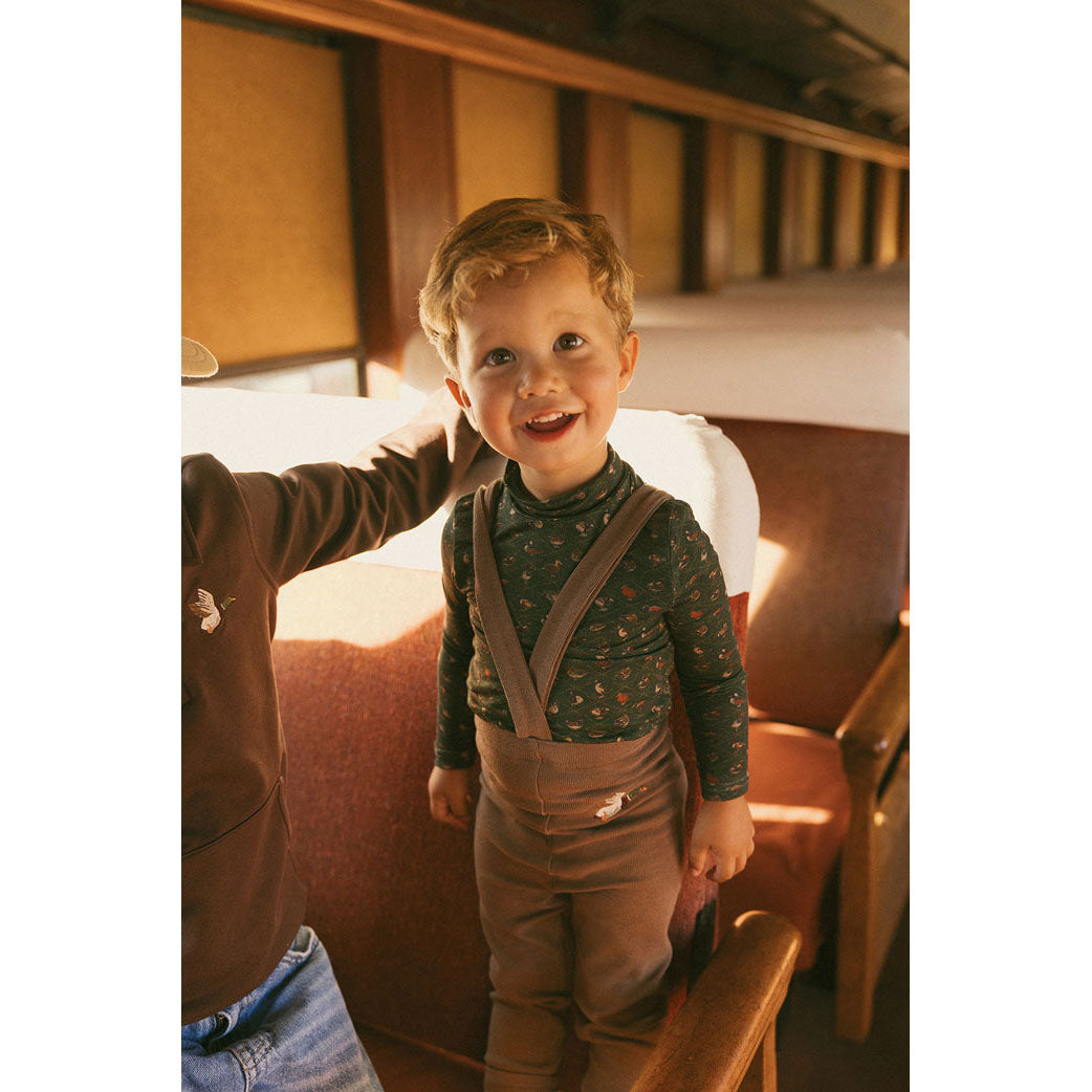 1984 Brown Duck Embroidered Suspender Leggings