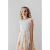 Petite Amalie  Lemon Floral Border Print Linen Dress