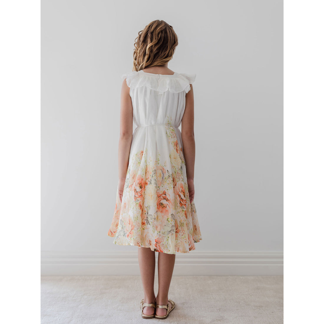 Petite Amalie  Lemon Floral Border Print Linen Dress