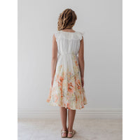 Petite Amalie  Lemon Floral Border Print Linen Dress