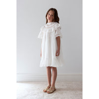 Petite Amalie  White Lace Trim Collar Smock Dress