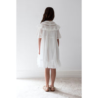 Petite Amalie  White Lace Trim Collar Smock Dress