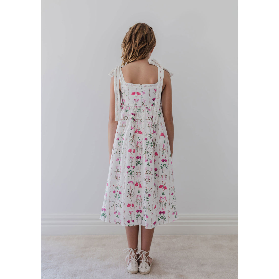Petite Amalie  Magenta Flower Midi Dress With Tie Dress