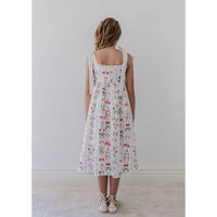 Petite Amalie  Magenta Flower Midi Dress With Tie Dress