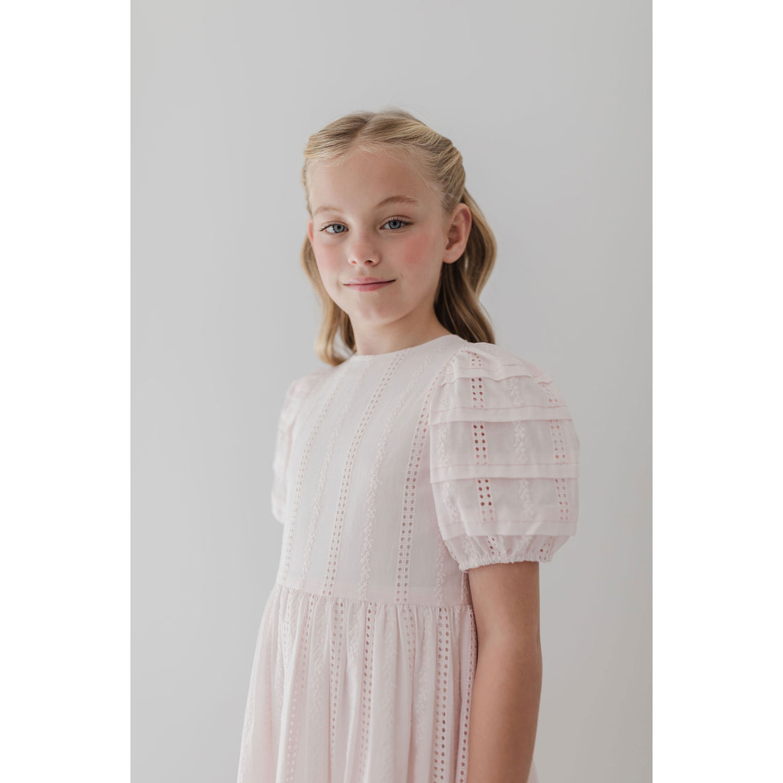 Petite Amalie  Ice Pink Broderie Trellis Dress