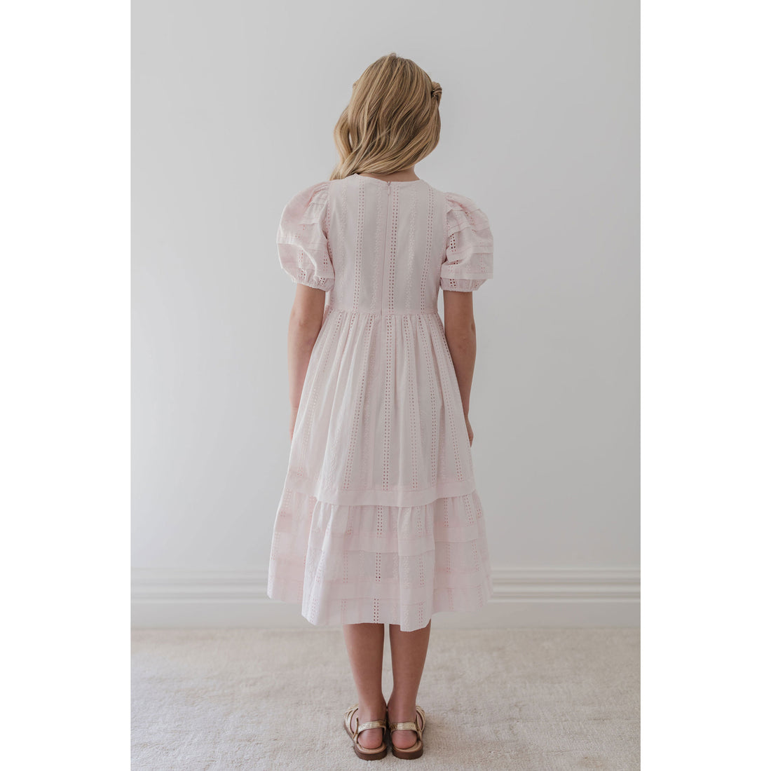 Petite Amalie  Ice Pink Broderie Trellis Dress