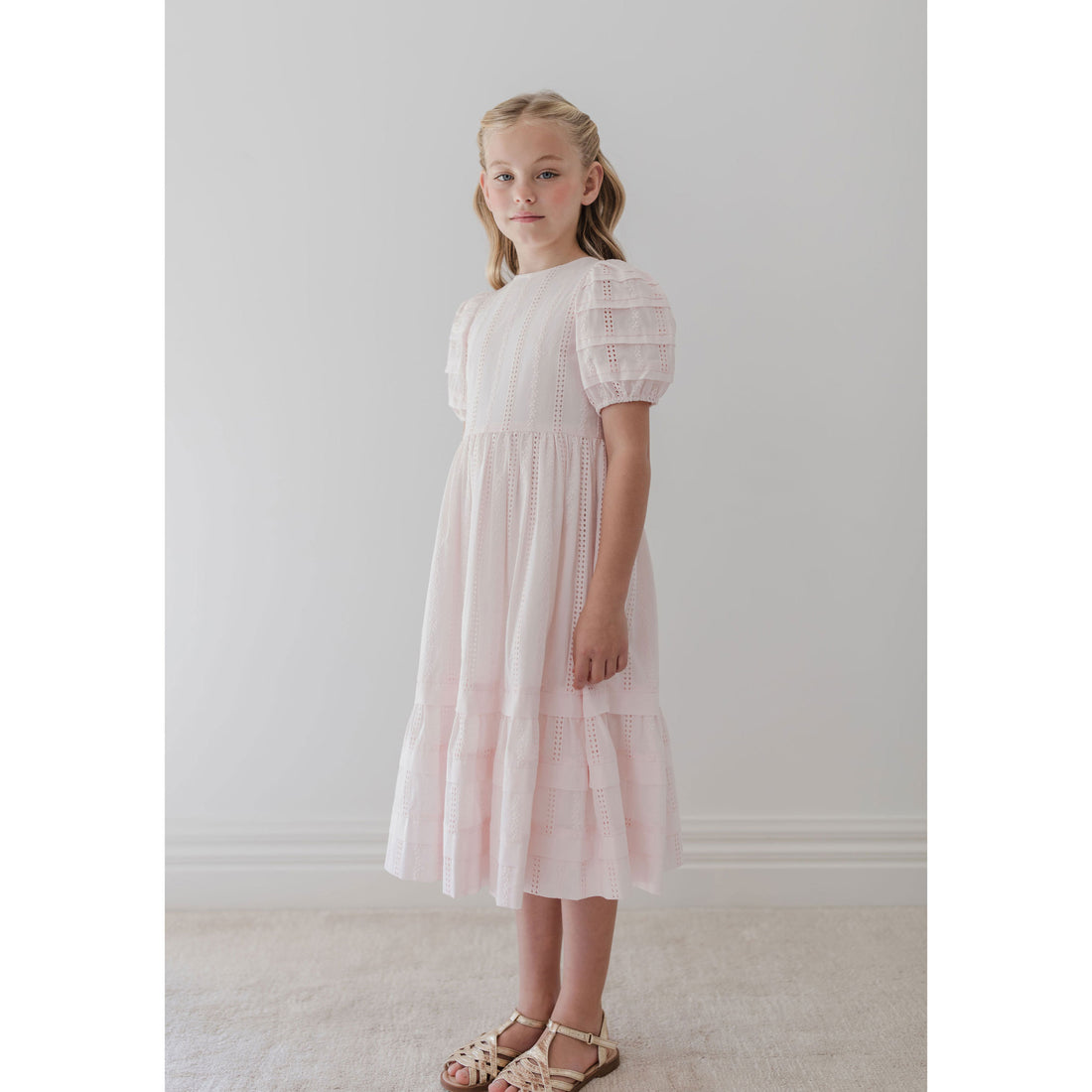 Petite Amalie  Ice Pink Broderie Trellis Dress
