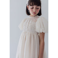 Petite Amalie  Vanilla Vintage Applique Bodice Tulle Dress