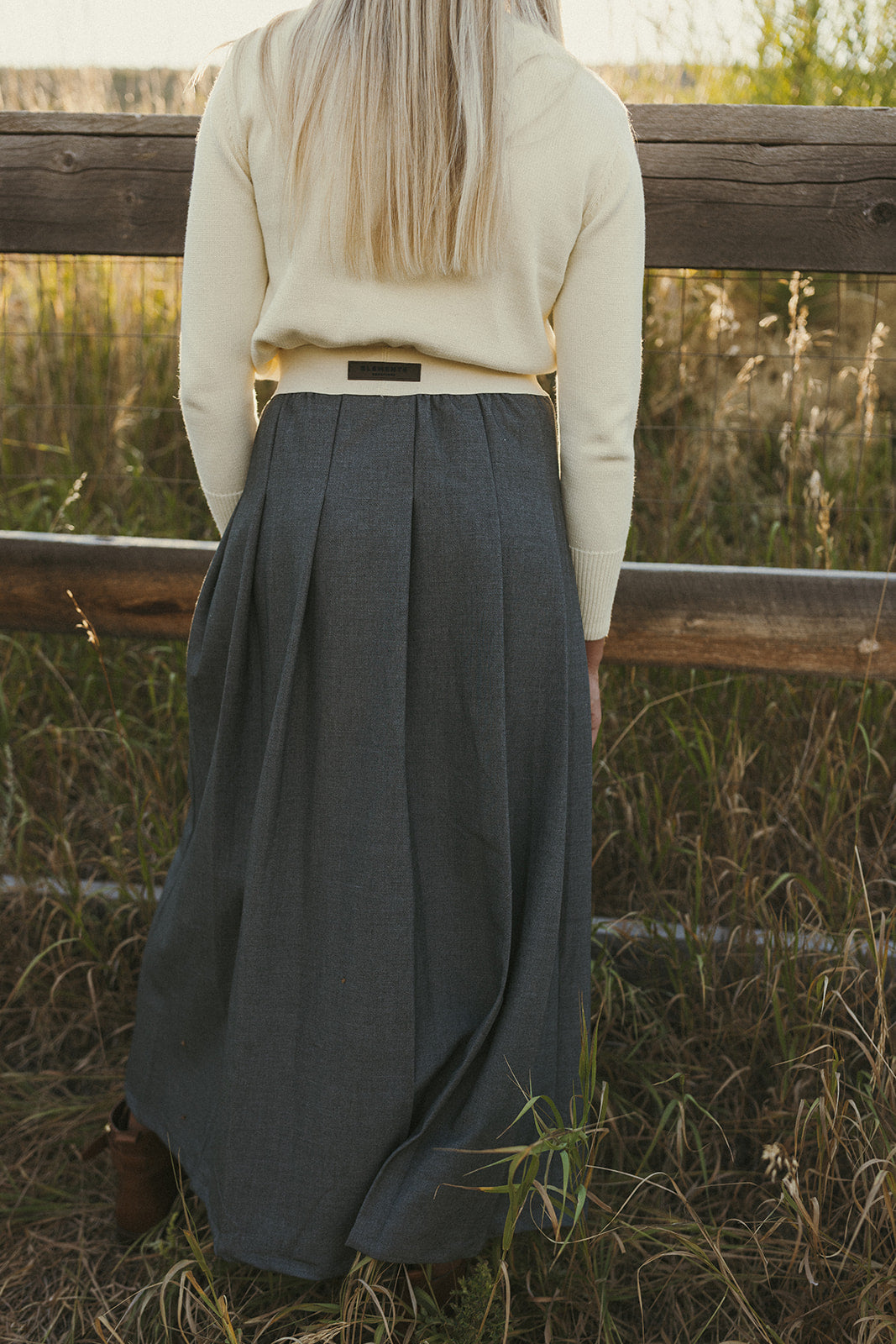 ELEMENTS Gray Pleated Maxi Skirt