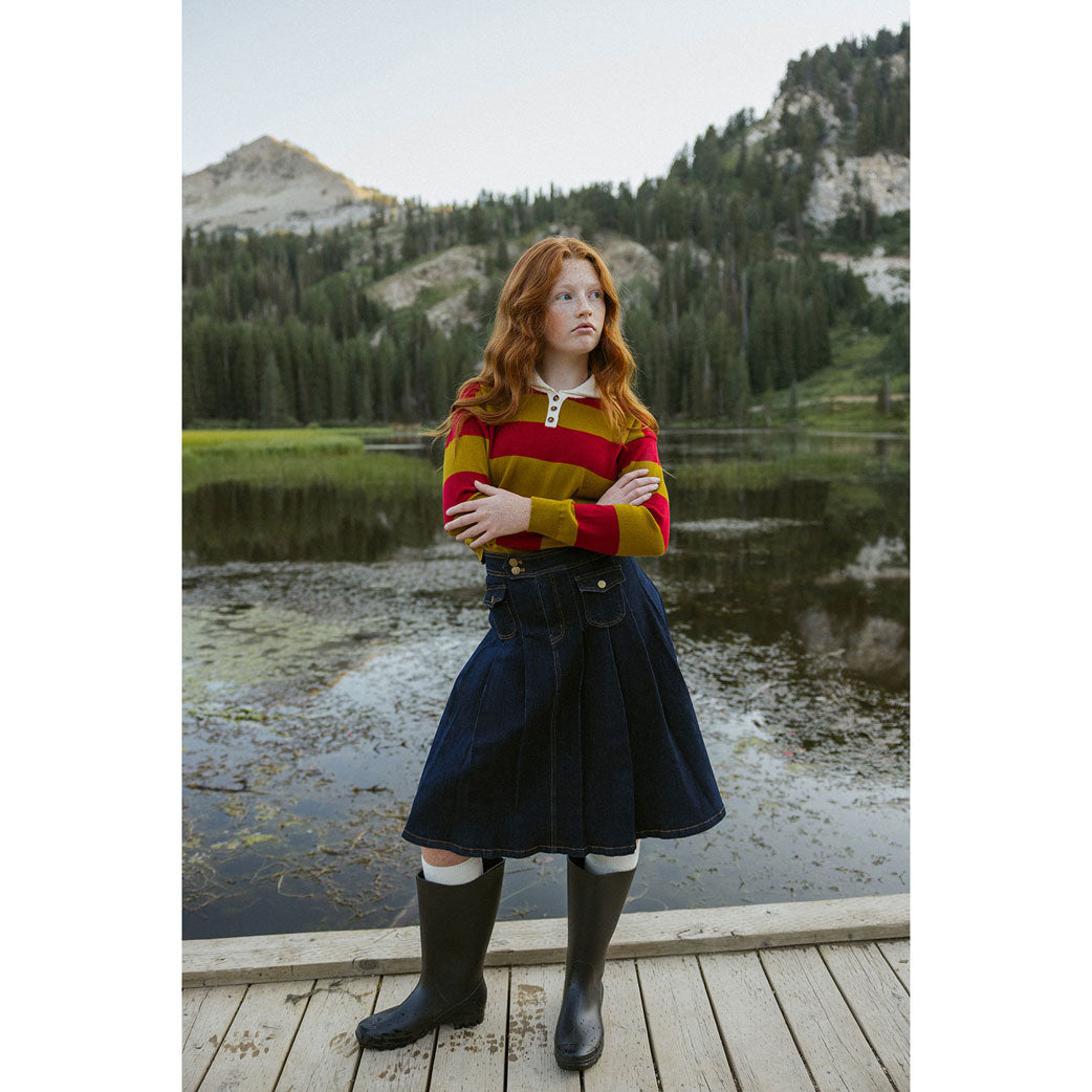 Clubhouse Mustard Striped Collar Sweater