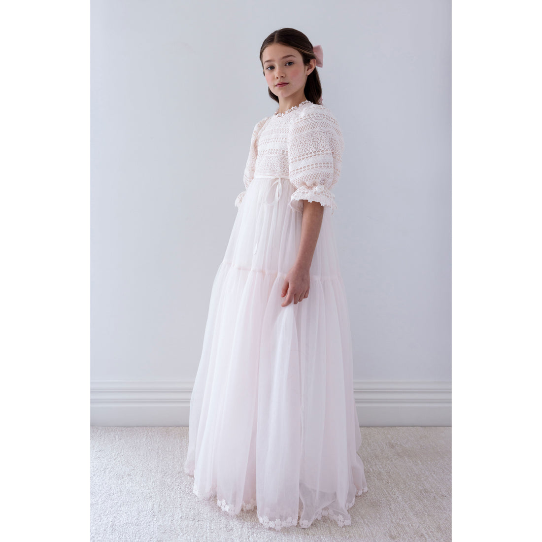 Petite Amalie Ice Pink Daisy Chain Lace Bodice Tulle Dress – Ladida