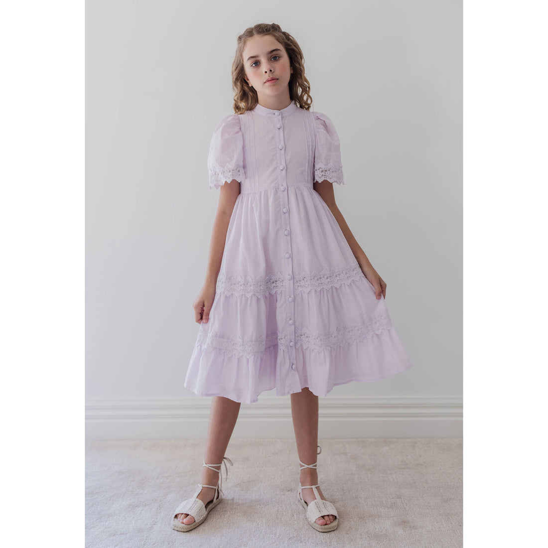 Petite Amalie  Lilac Lace Shirt Dress