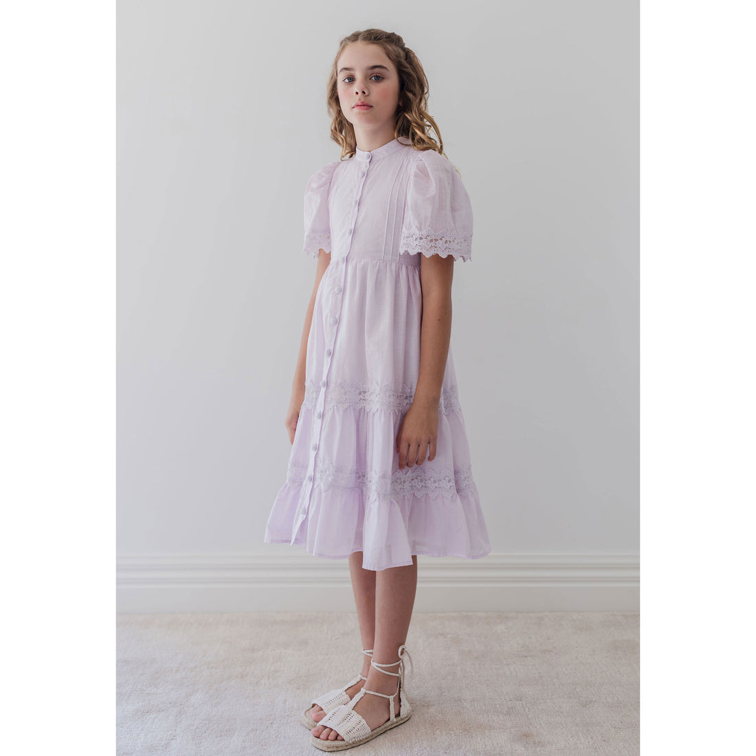 Petite Amalie  Lilac Lace Shirt Dress