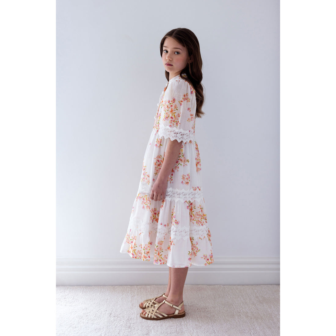 Petite Amalie Ditsy Floral Lace Shirt Dress