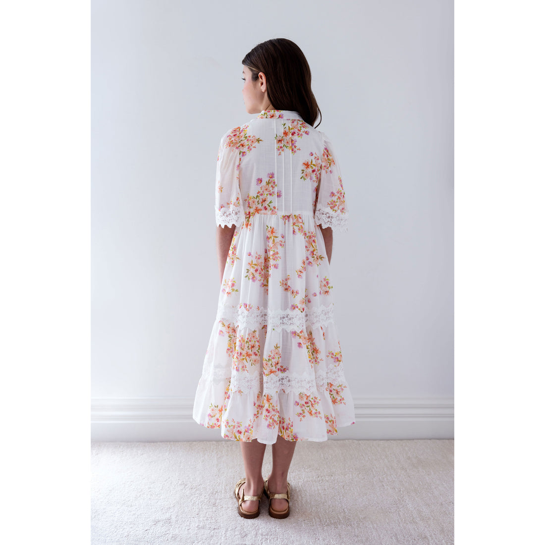 Petite Amalie  Ditsy Floral Lace Shirt Dress