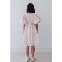 Petite Amalie  Delicate Border Print Silk Linen Dress