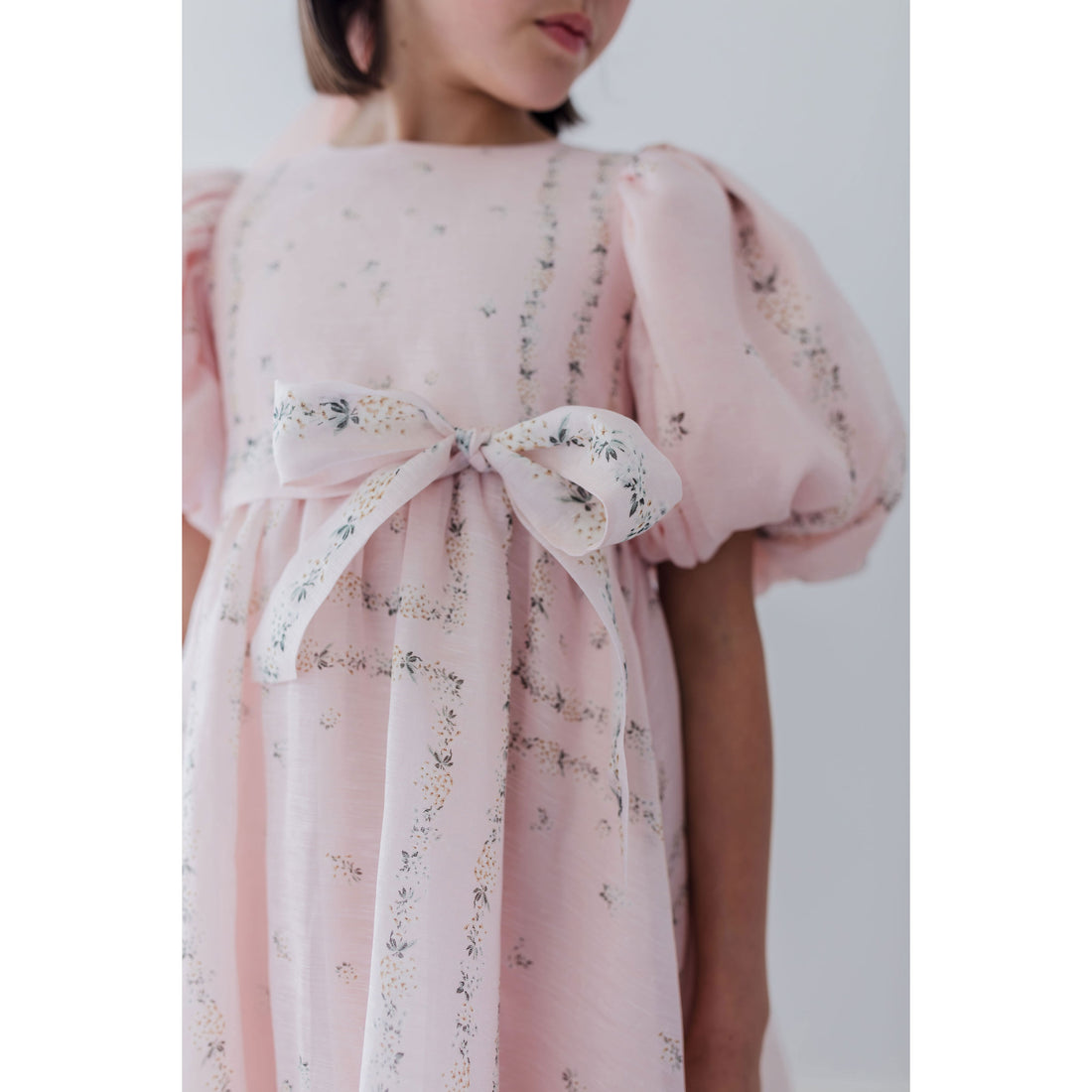 Petite Amalie  Delicate Border Print Silk Linen Dress