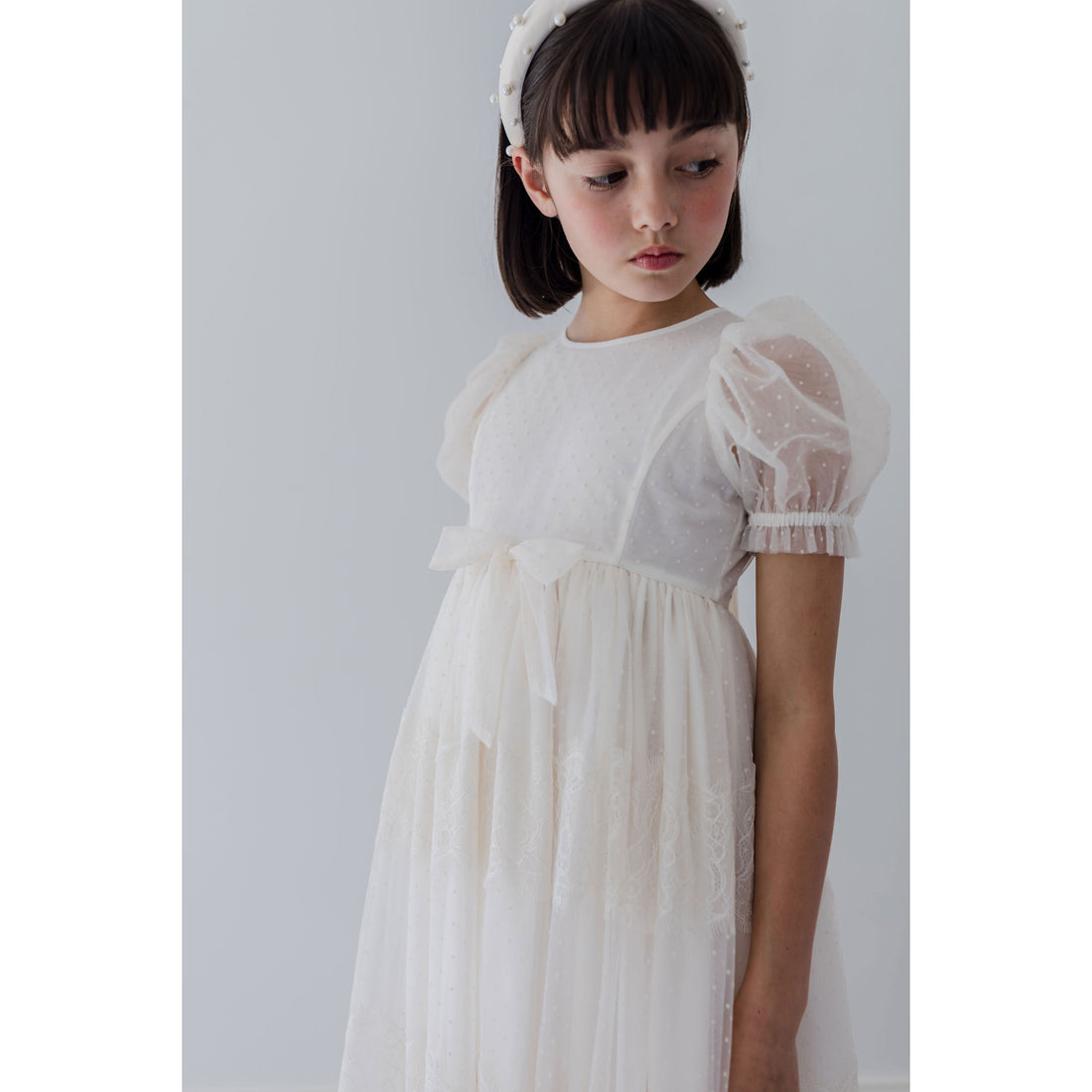 Petite Amalie  Flocked Spot Tulle Dress