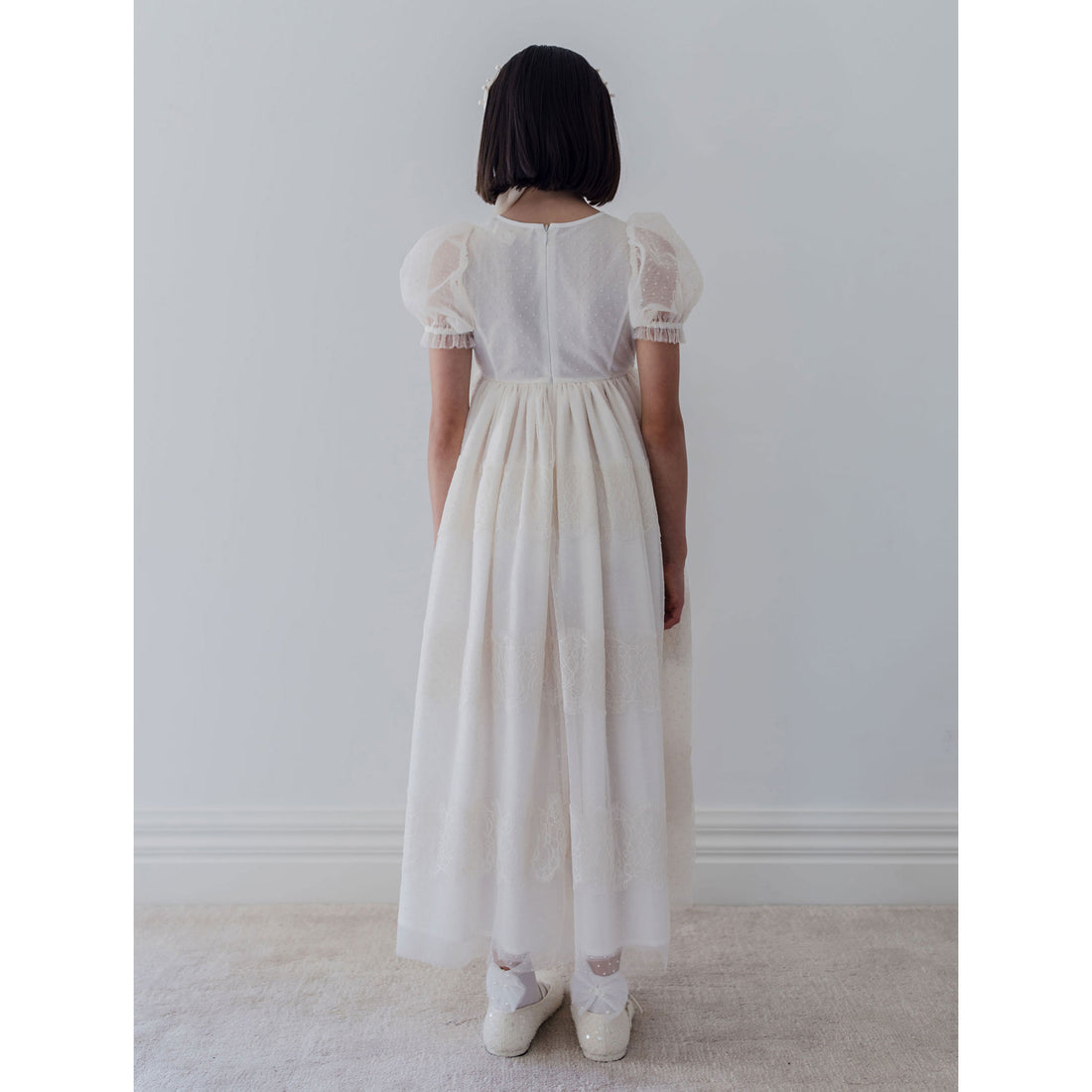 Petite Amalie  Flocked Spot Tulle Dress