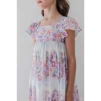Petite Amalie  Lilac Floral Border Print Dress