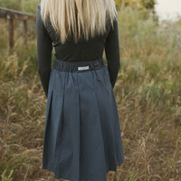ELEMENTS Slate Tafetta Pleated Knee Length Skirt