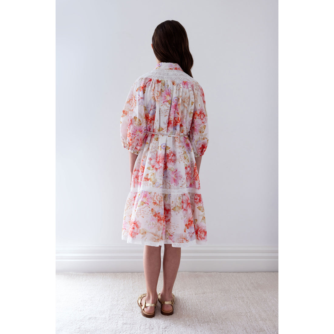 Petite Amalie  Delicate Bouquet Broderie Hem Dress
