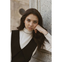 Darlin Cream Scalloped Trim Turtleneck