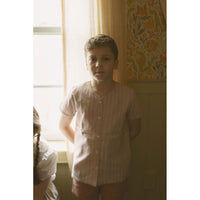 L by Ladida Rust Stripe Linen V Neck Boy Shirt