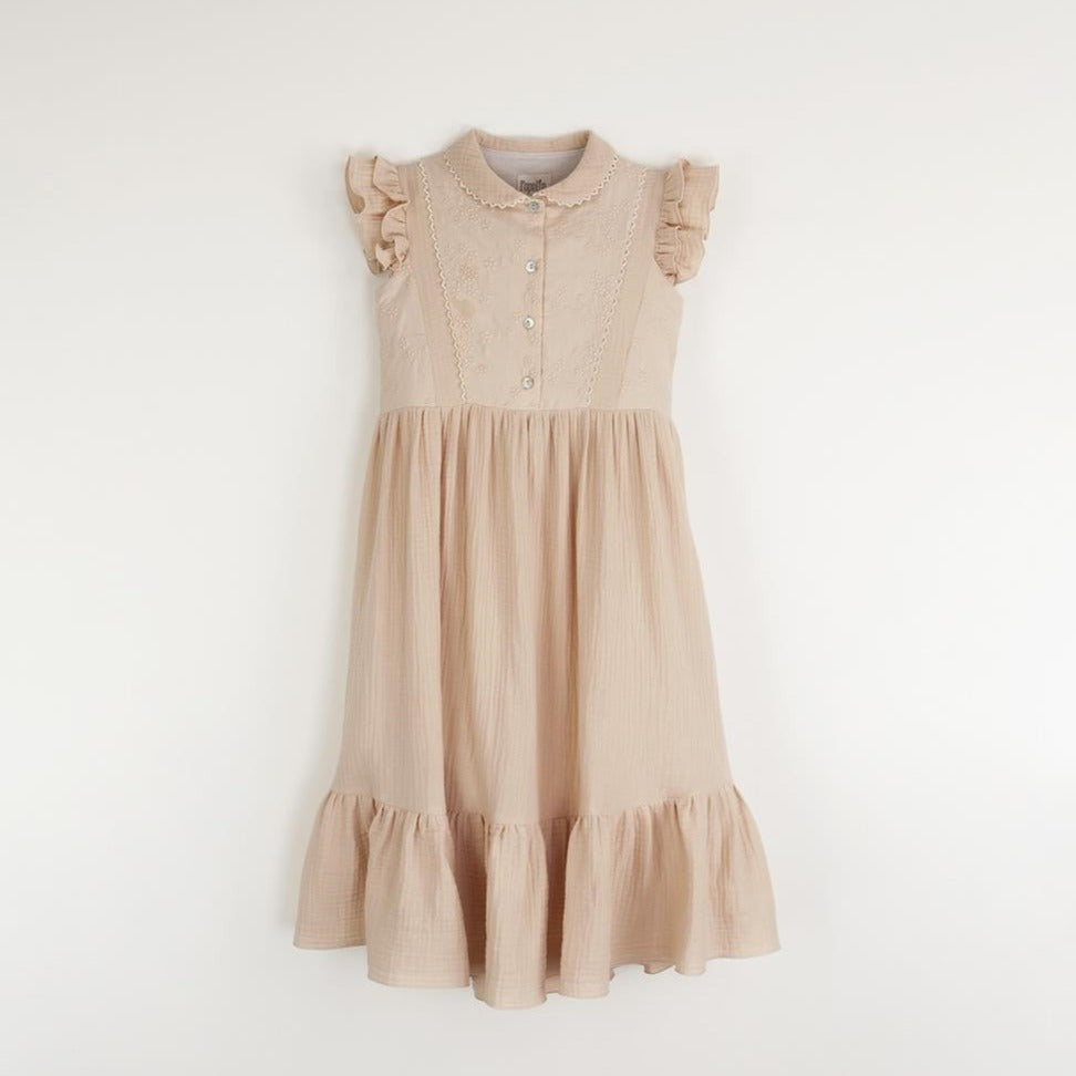Popelin Pink Dress With Baby-Style Collar