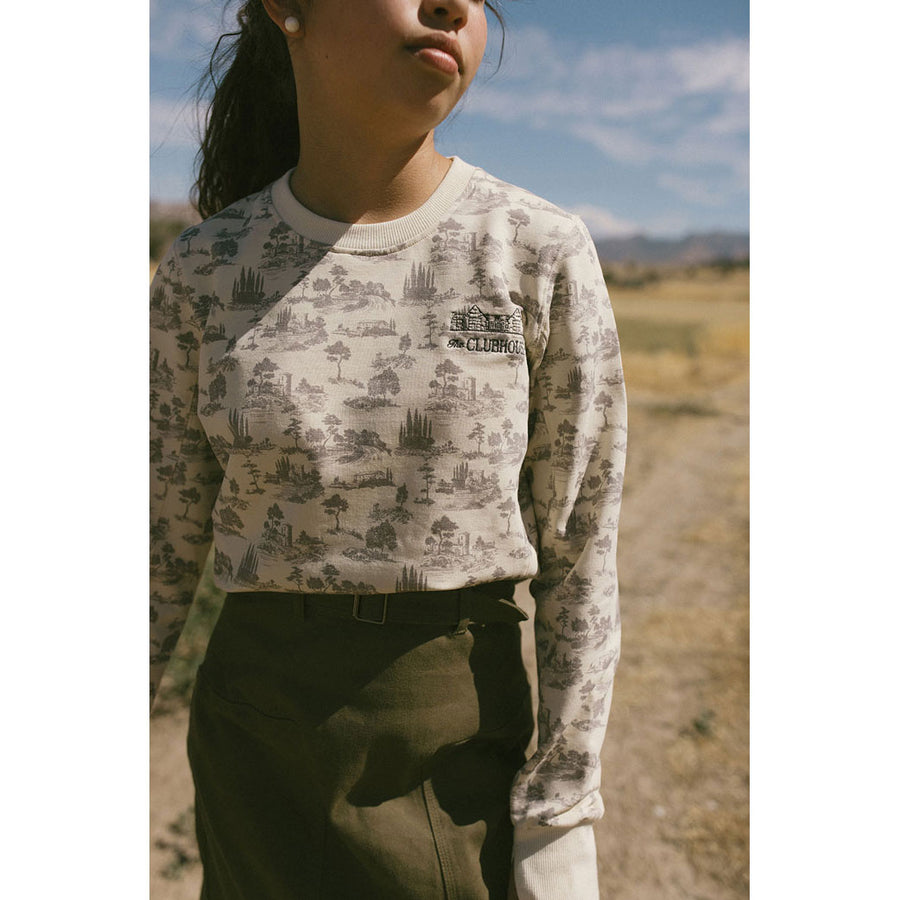 Clubhouse White With Black Toile Printed Sweatshirt
