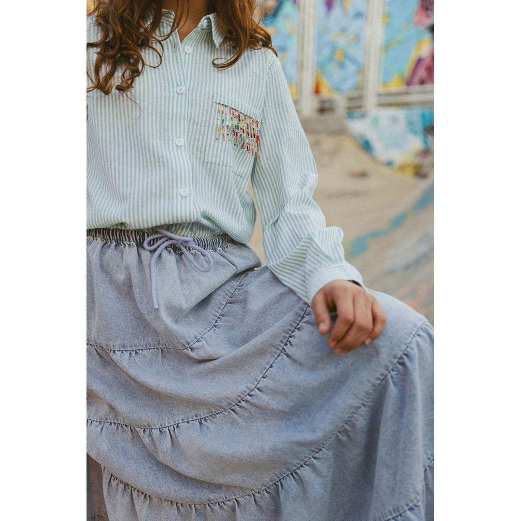 Clubhouse Beaded Green Blouse
