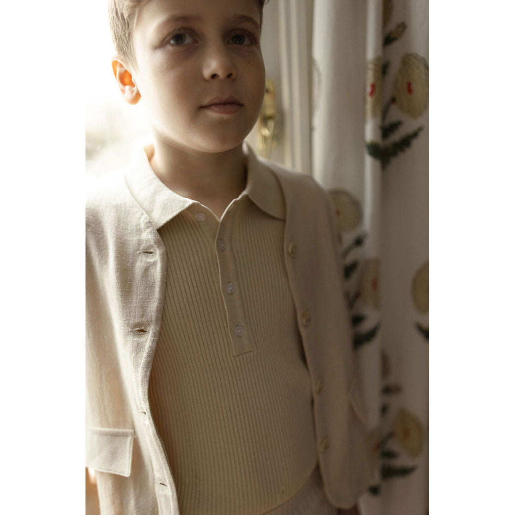 L By Ladida Taupe Ribbed Knit Polo
