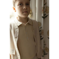 L By Ladida Taupe Ribbed Knit Polo
